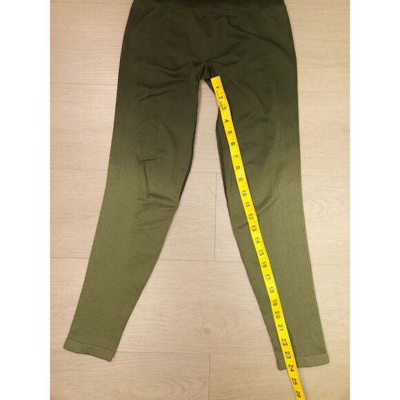 PINK Active Size S “I Am Strong” Olive Green Seamless High-Waisted Leggings - Picture 8 of 13
